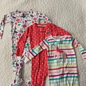 Set of 3 Carter 6-9M Baby Footie Pajamas